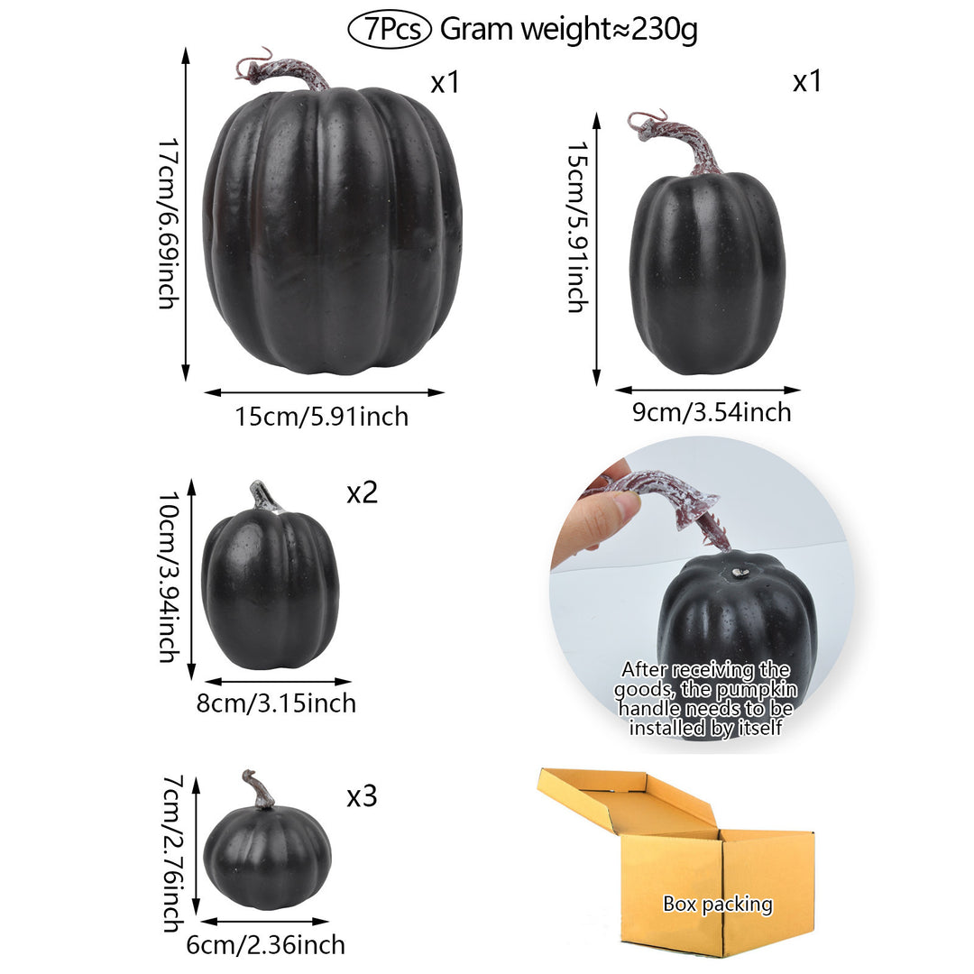 Realistic art pumpkin decoration set in varying sizes with removable stems