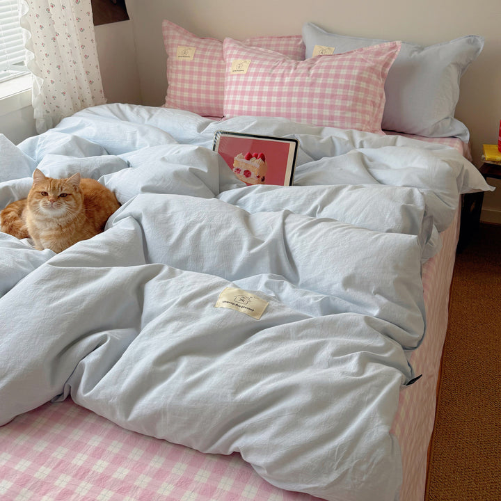 Breathable Cotton-Linen Reversible Duvet Cover Set with Natural Crinkle Texture