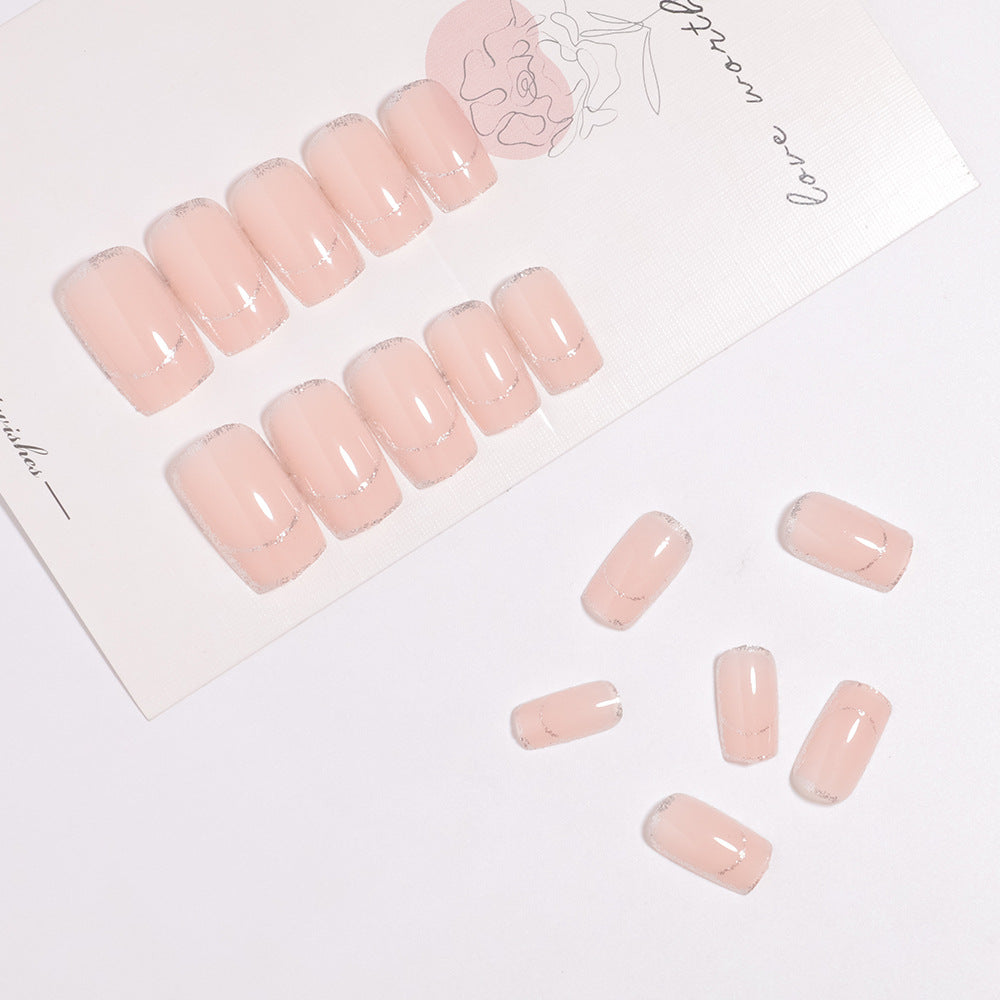 Glittering French Tip Press-On Nails Kalsten