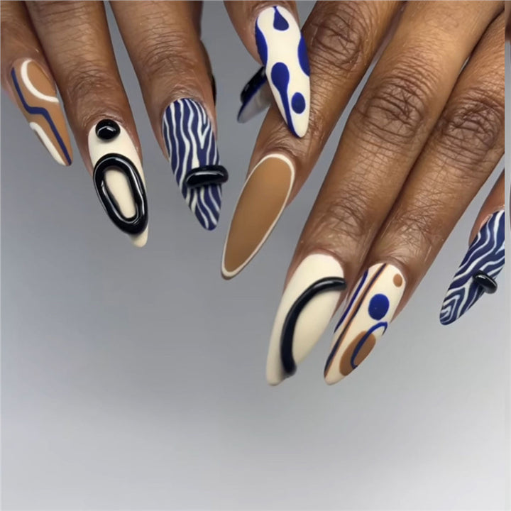 Artistic Abstract Pattern Press-On Nail Extensions Kalsten