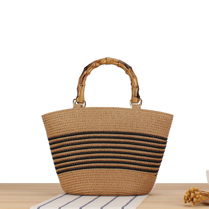 Handmade basket bag with bamboo handles Kalsten