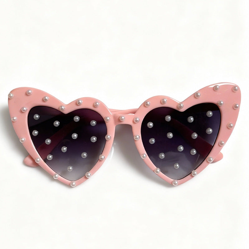 Pearl-Embellished Heart-Shaped Sunglasses Kalsten