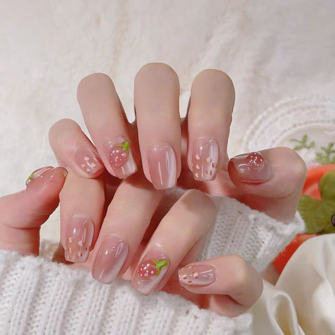Artistic Press-On Nail Design with Floral Accents Kalsten