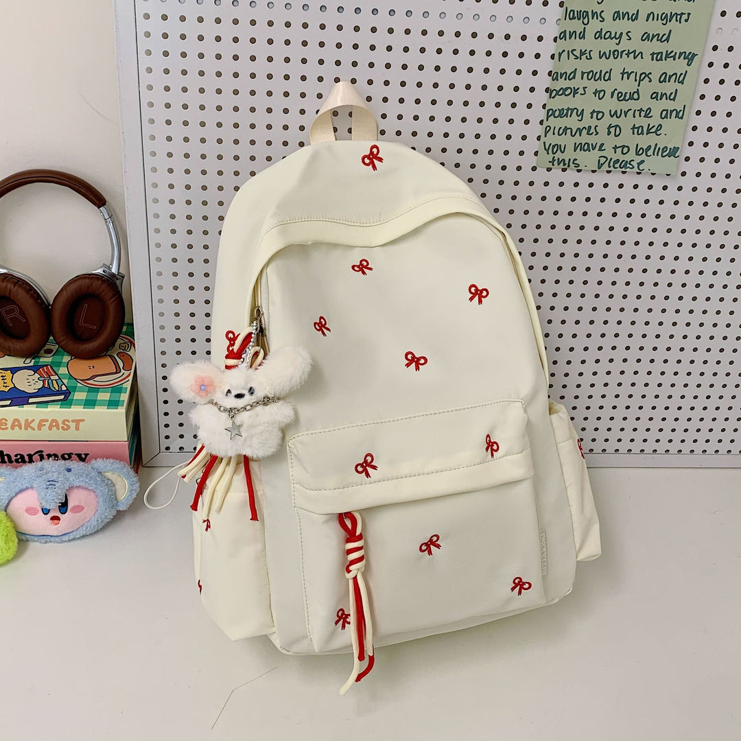 Backpack with Charming Bow Design and Practical Compartments Kalsten