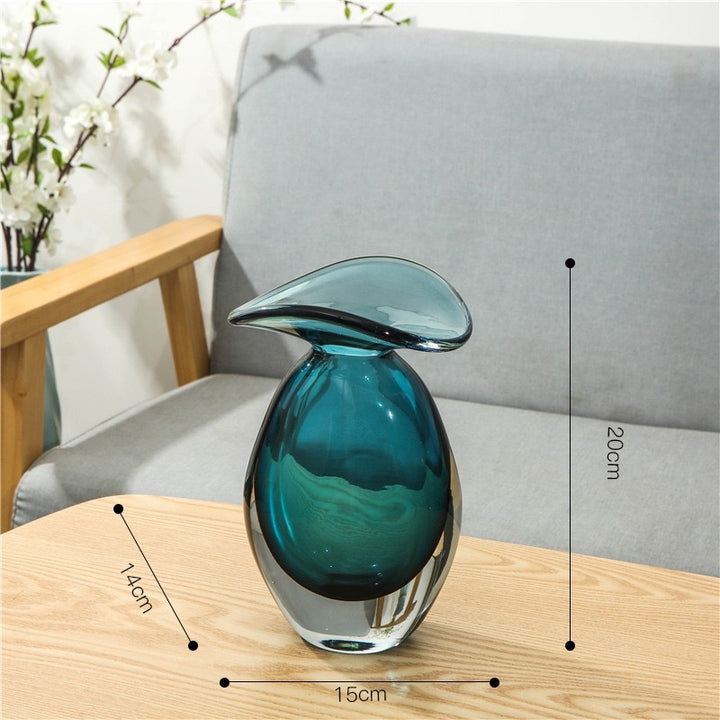 Organic Handblown Mushroom-Top Decorative Glass Vase Kalsten