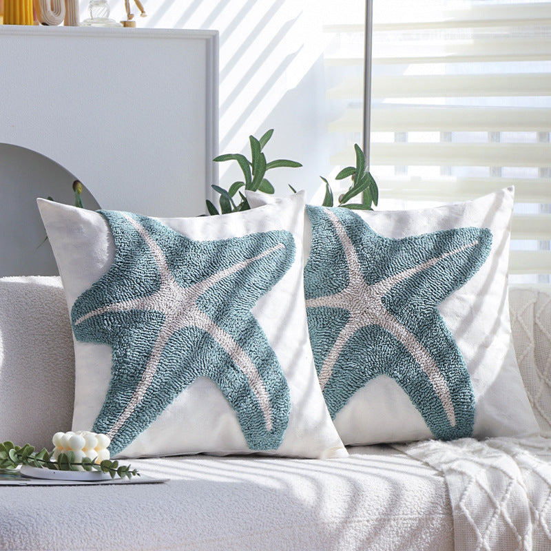 Square decorative cushion with chenille relief and structured application Kalsten