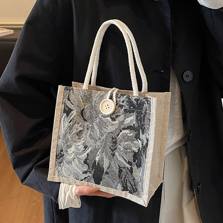 Floral Embroidered Tote Bag