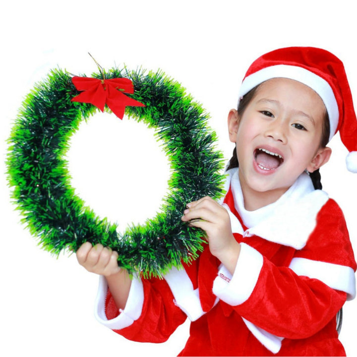 Festive Christmas wreath with ribbon