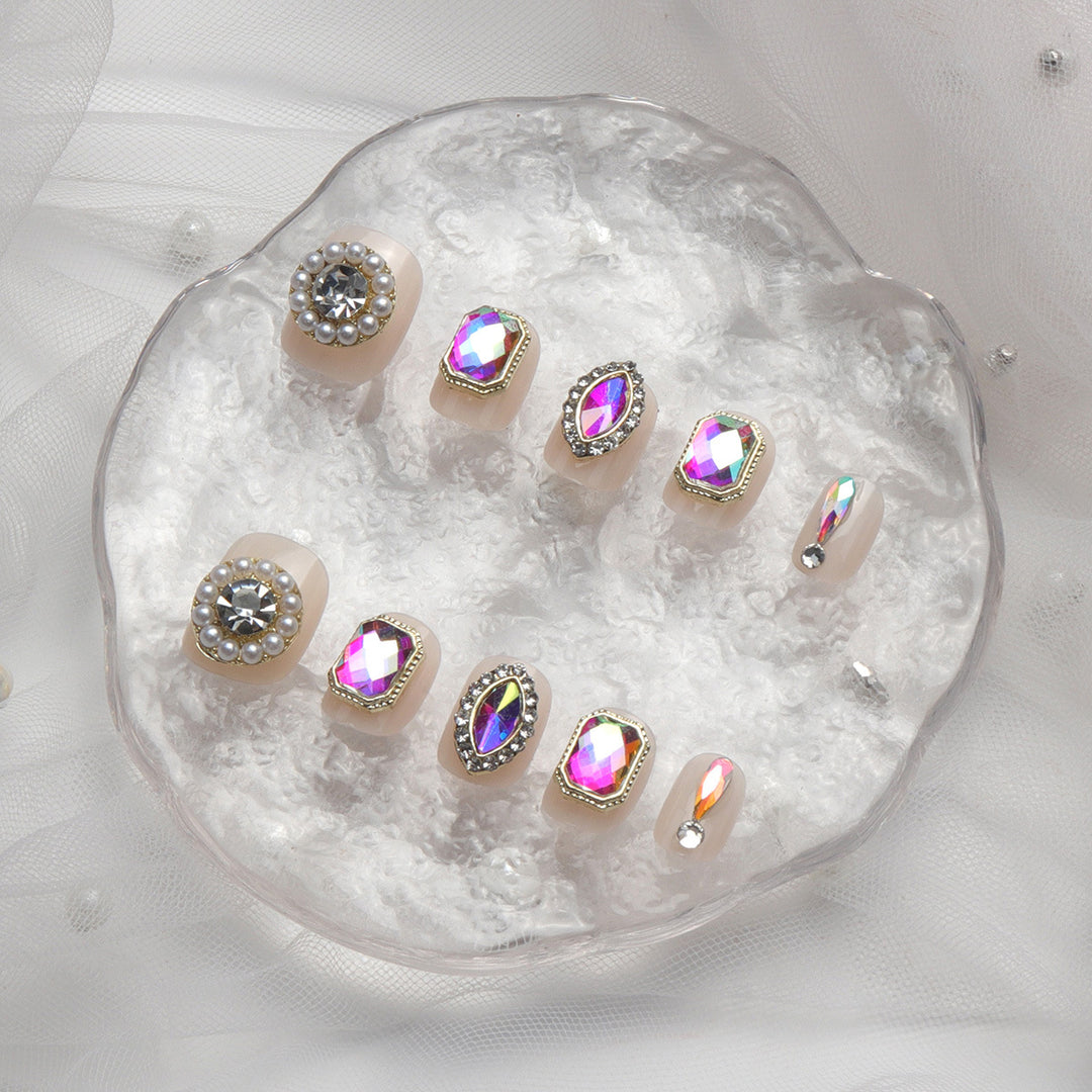 Elegant Decorative Gem-Embellished Press-On Nails Kalsten