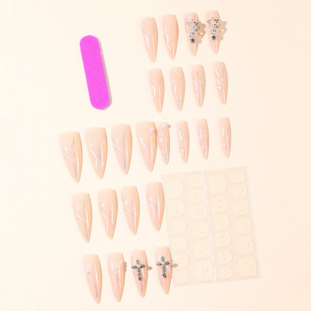 Stiletto Acrylic Nail Art Extensions with Decorative Accents Kalsten
