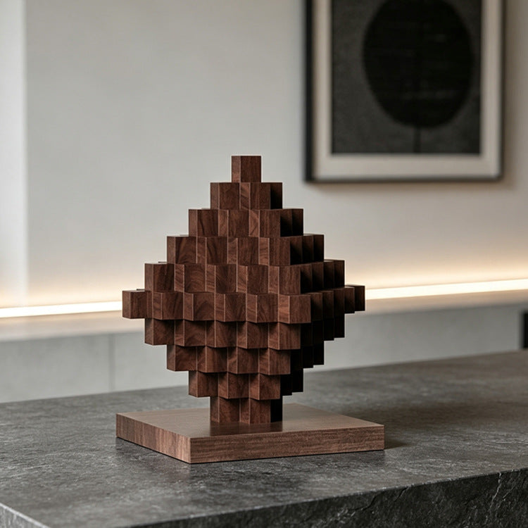 Artistic Geometric Wooden Sculpture