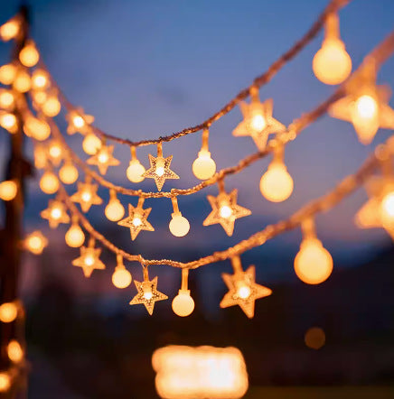 Decorative Outdoor LED Star And Globe String Lights Weather-Resistant Versatile Hanging Garland Kalsten