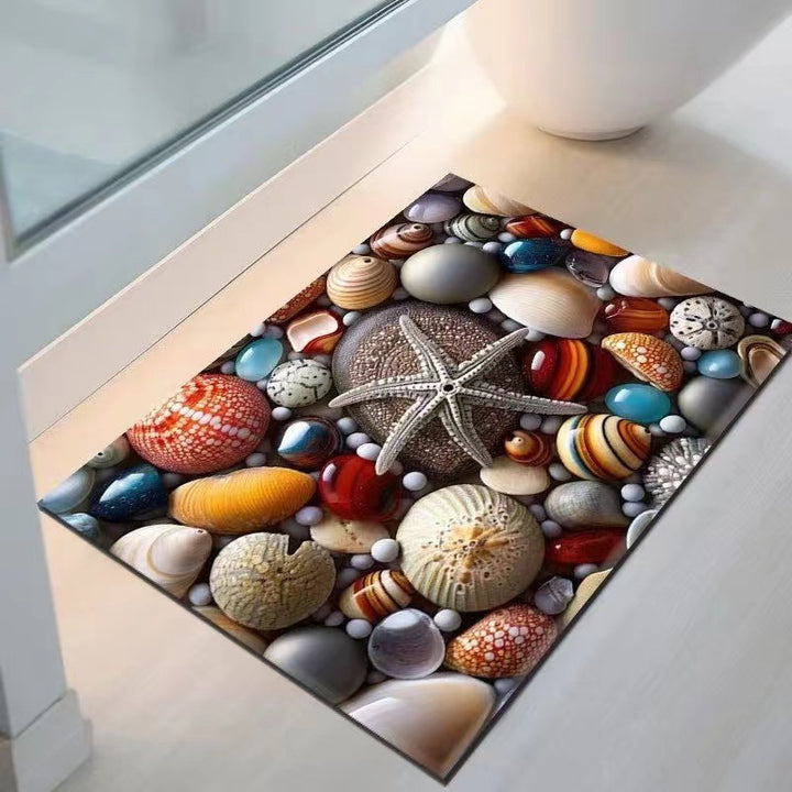 Coastal Seashell Design Bath Mat Kalsten