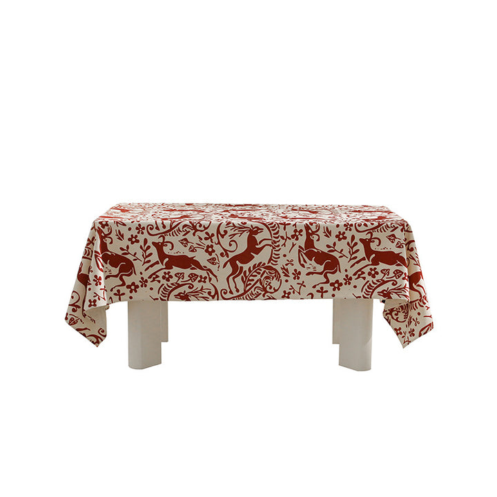 Rectangle wipeable tablecloth with diagonal checkered design and tassels Kalsten