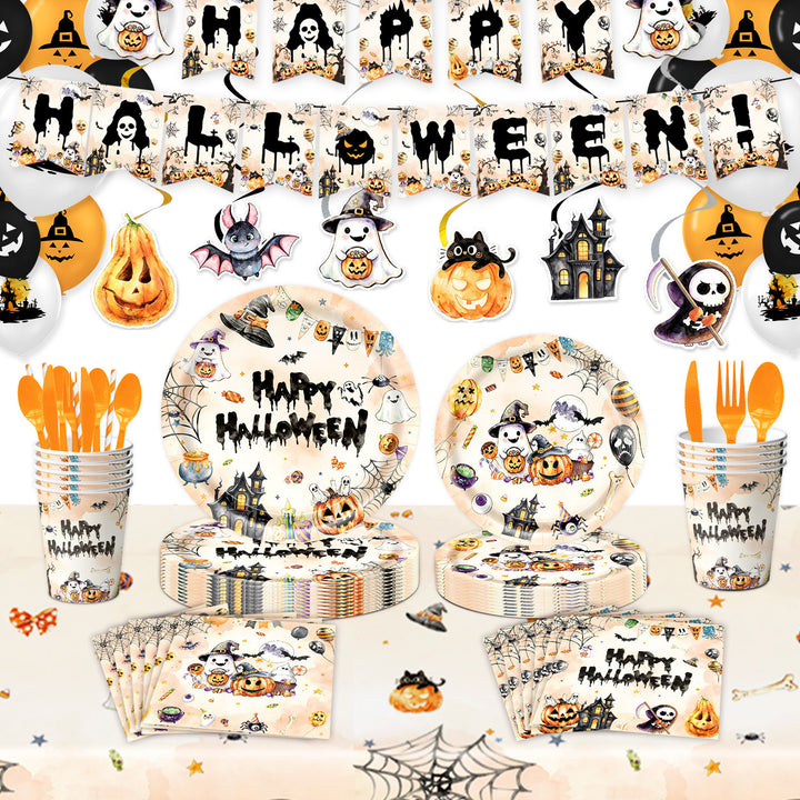 Paper Napkin Set with Halloween Motifs and Detailed Print for Party Decoration