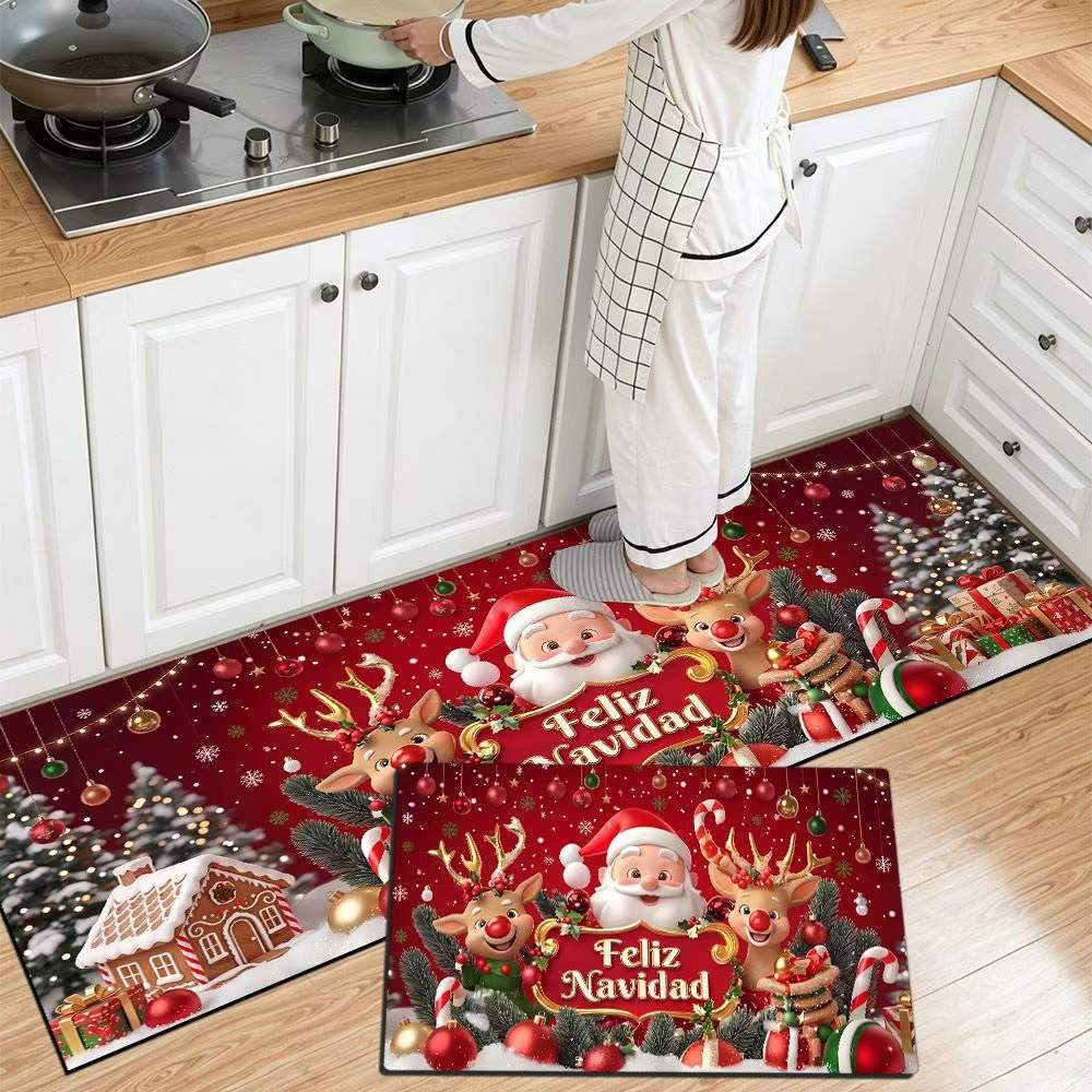 Festive Christmas Themed Kitchen Mat Kalsten