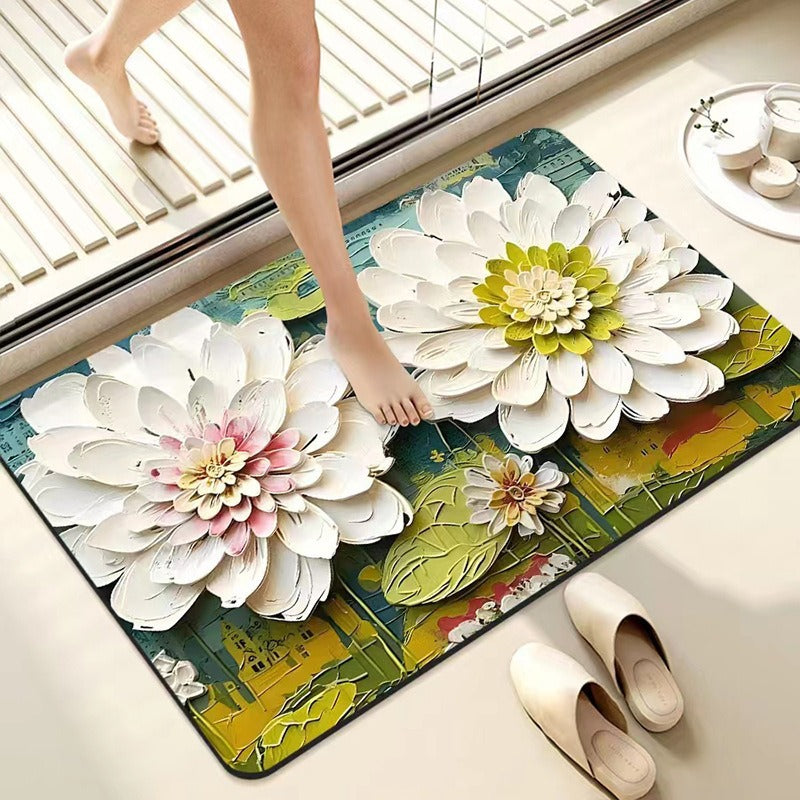 Luxurious Floral Design Bath Mat