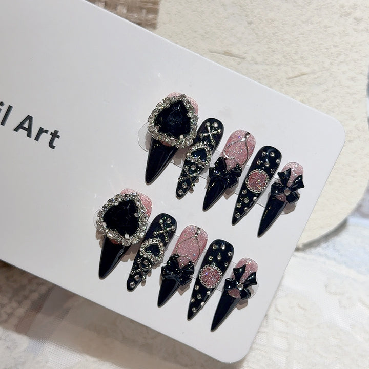 Gothic-Inspired Decorative Press-On Nail Art