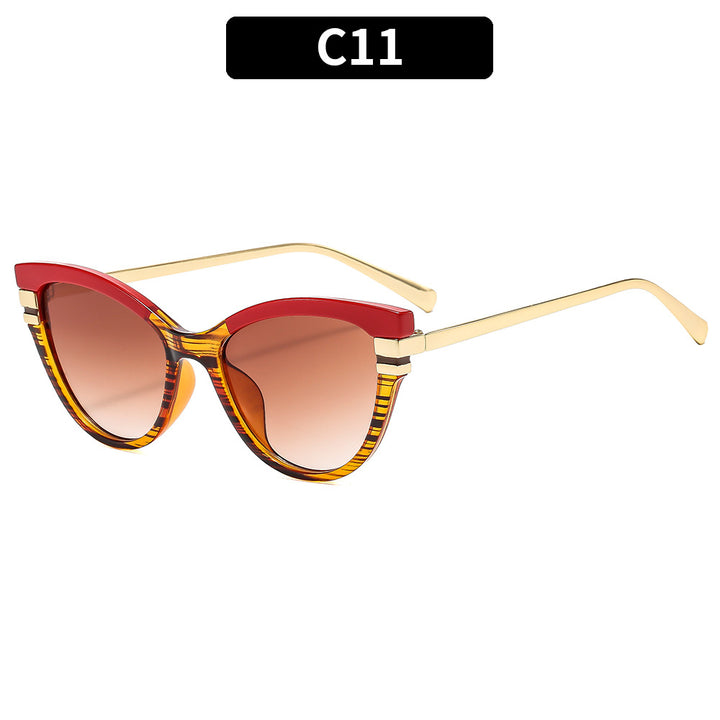 Stylish Cat-Eye Sunglasses with Decorative Gold Accents