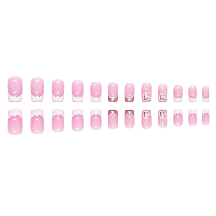 Heart-Embellished French Tip Press-On Nails Kalsten