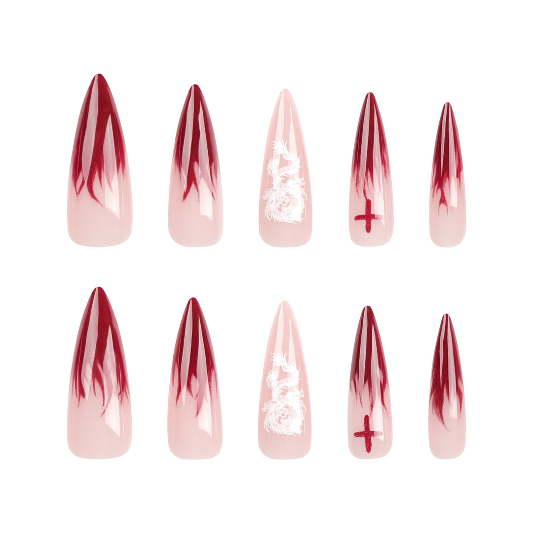 Artful Stiletto Nails with Creative Gradient and Cross-Section Design Kalsten