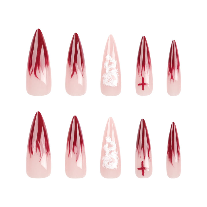 Artful Stiletto Nails with Creative Gradient and Cross-Section Design Kalsten