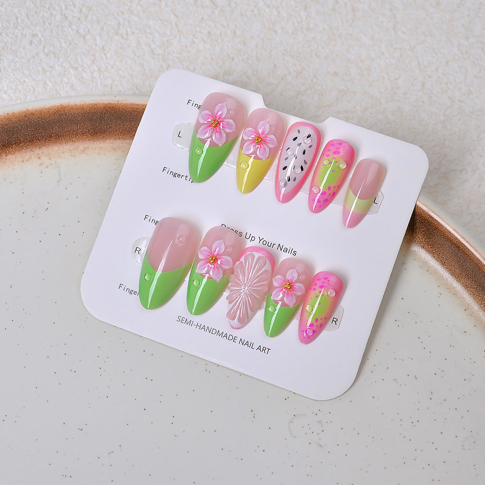 Artistic Floral-Patterned Press-On Nail Set Kalsten