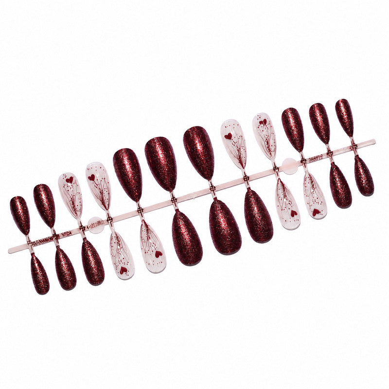 Luxury artificial nails with glitter and heart design Kalsten