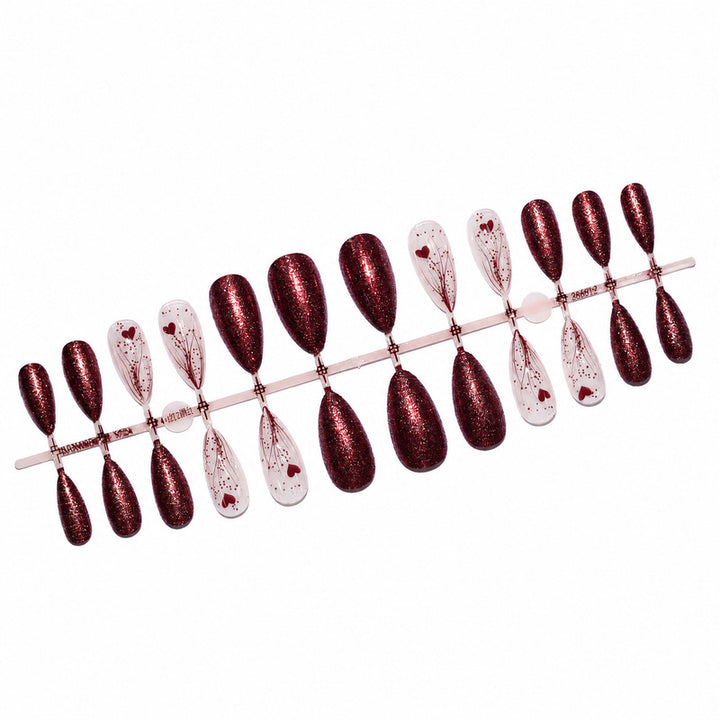 Luxury artificial nails with glitter and heart design Kalsten
