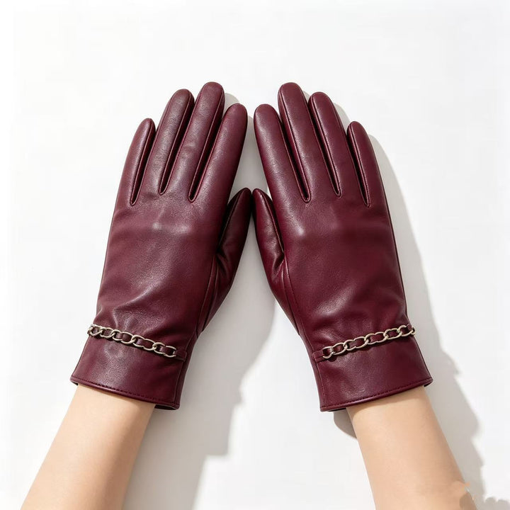 Chic Leather Gloves with Chain Detail Kalsten