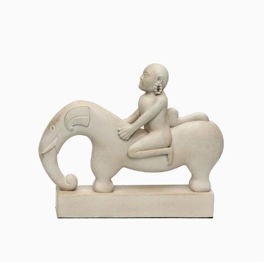 Artistic Elephant Rider Sculpture