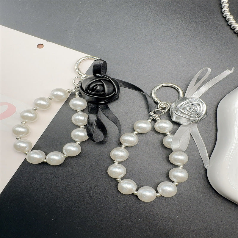 Elegant Pearl and Leather Charm Keychain Kalsten