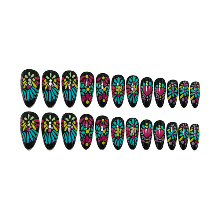 Artificials nails with colorful flower pattern Kalsten