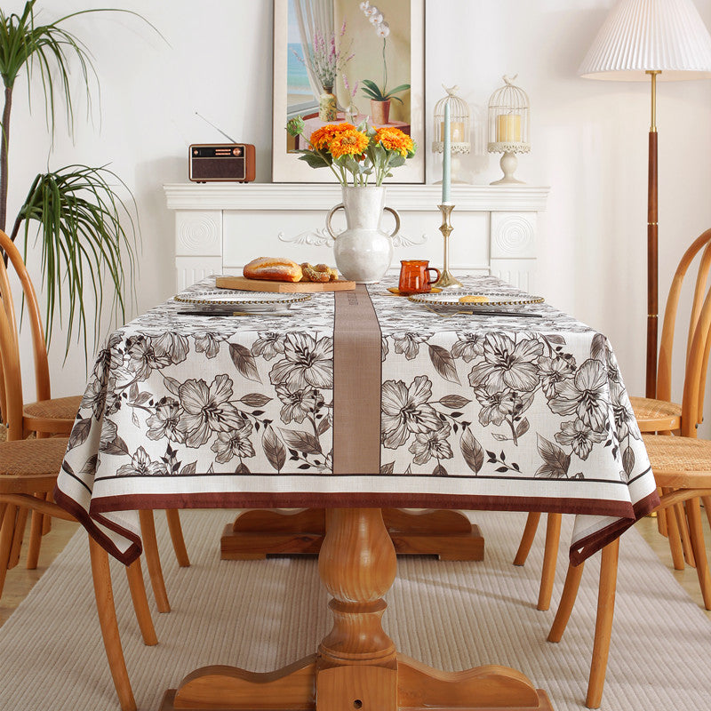 Elegant Floral Design Table Cover