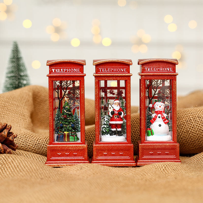 Decorative Snowman Telephone Booth Figurine Kalsten