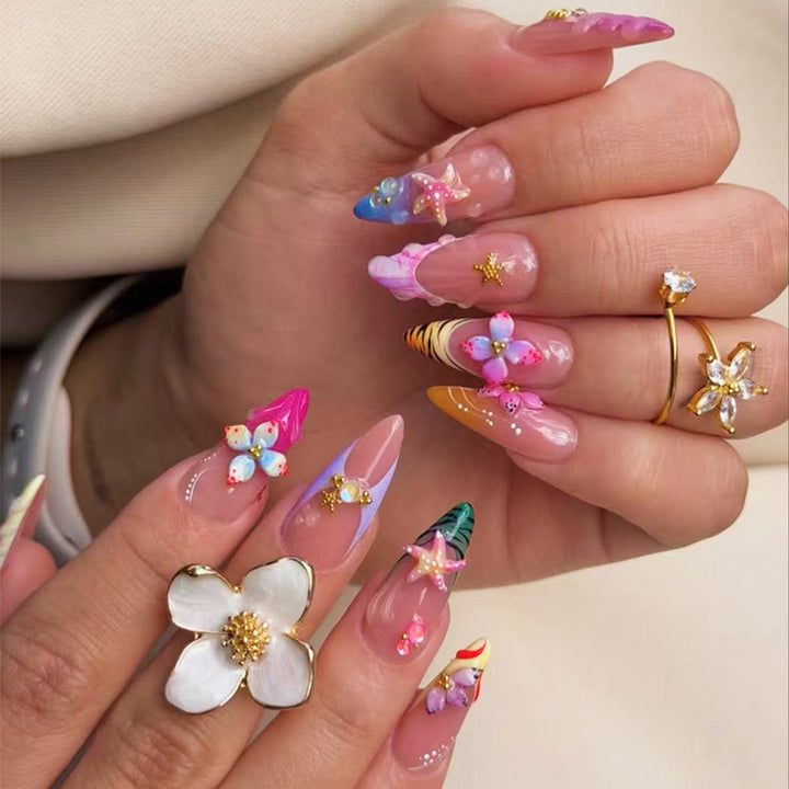 Artistic Shell-Inspired Press-On Nail Set Kalsten