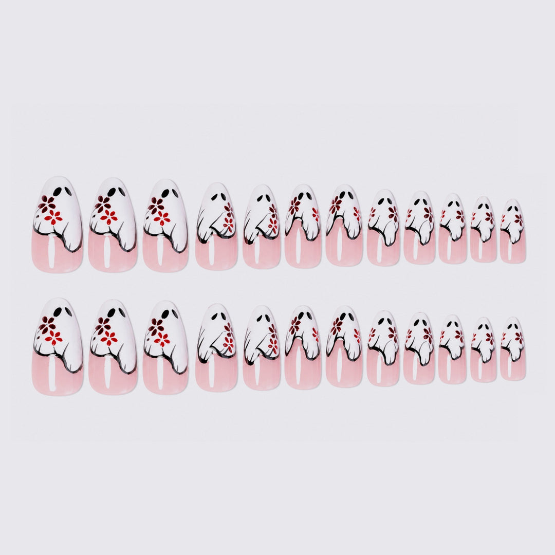 Artificial nail set with floral motifs and elegant embellishments Kalsten