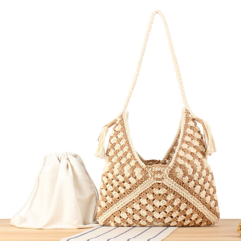 Handcrafted macramé shoulder bag with unique pattern Kalsten