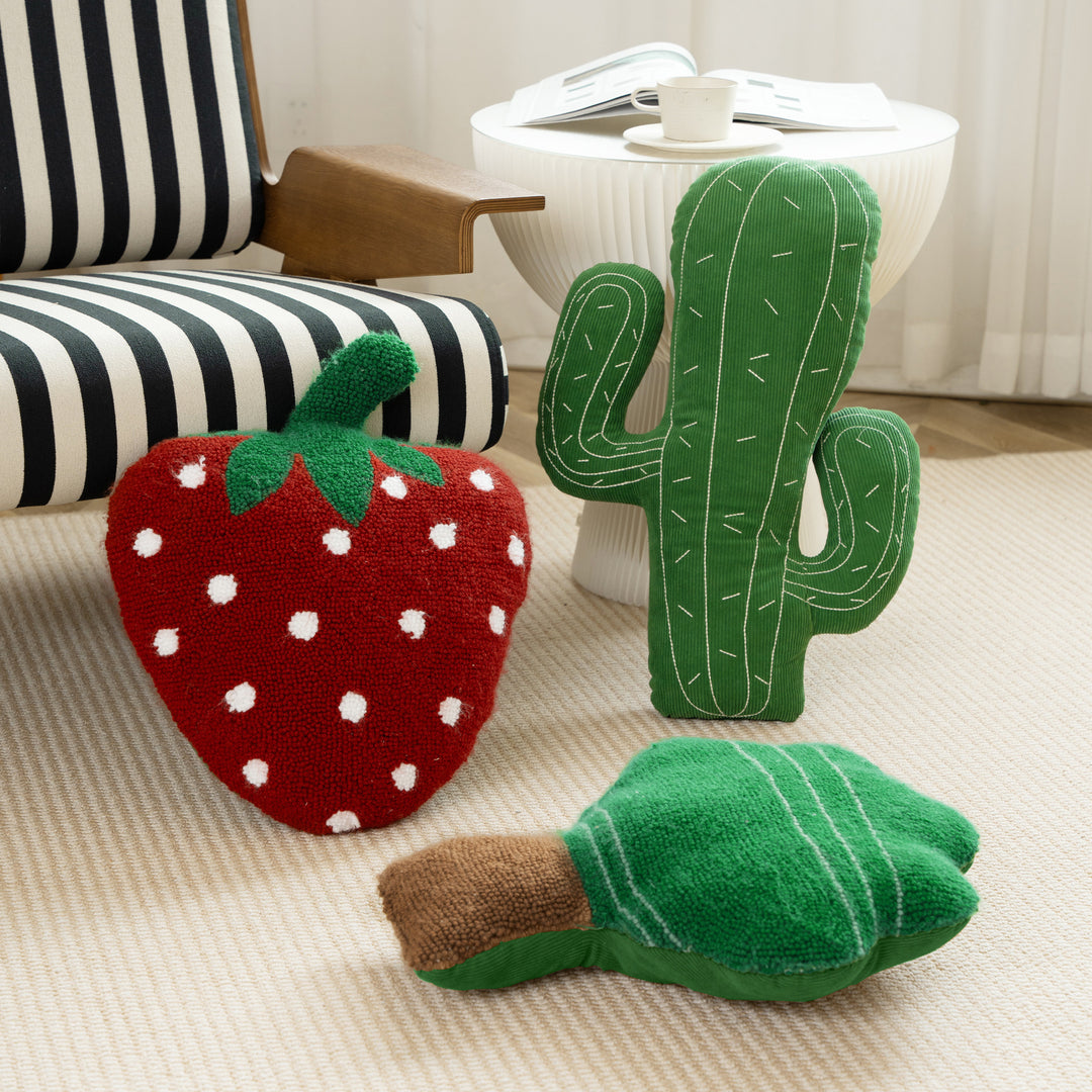 Cactus decorative pillow made of cord fabric with hand-stitched spikes and soft filling Kalsten