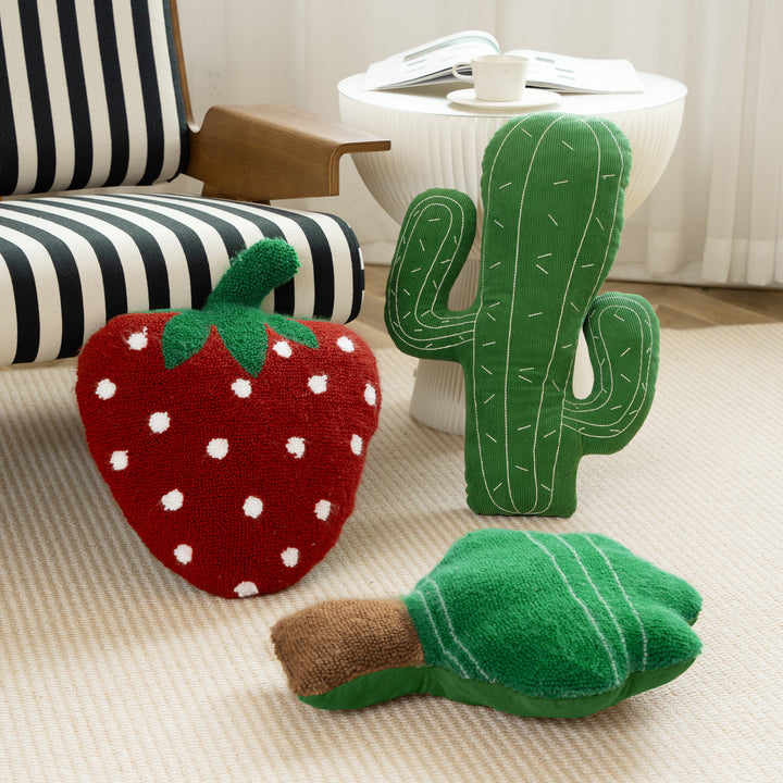 Cactus decorative pillow made of cord fabric with hand-stitched spikes and soft filling Kalsten