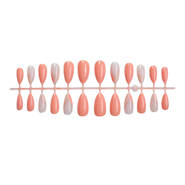 Glossy Press-On Nail Set with Artistic Marble Accents Kalsten
