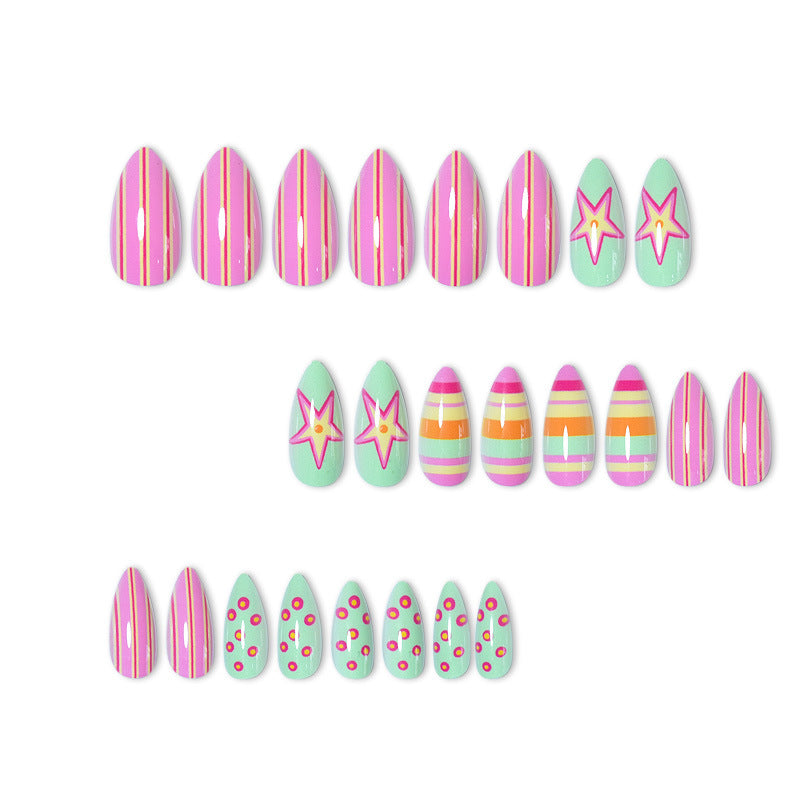 Themed Vibrant Press-On Nail Art Kalsten