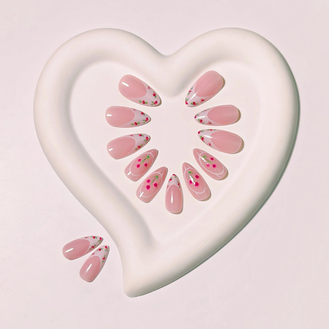 Floral Art French Tip Nail Design