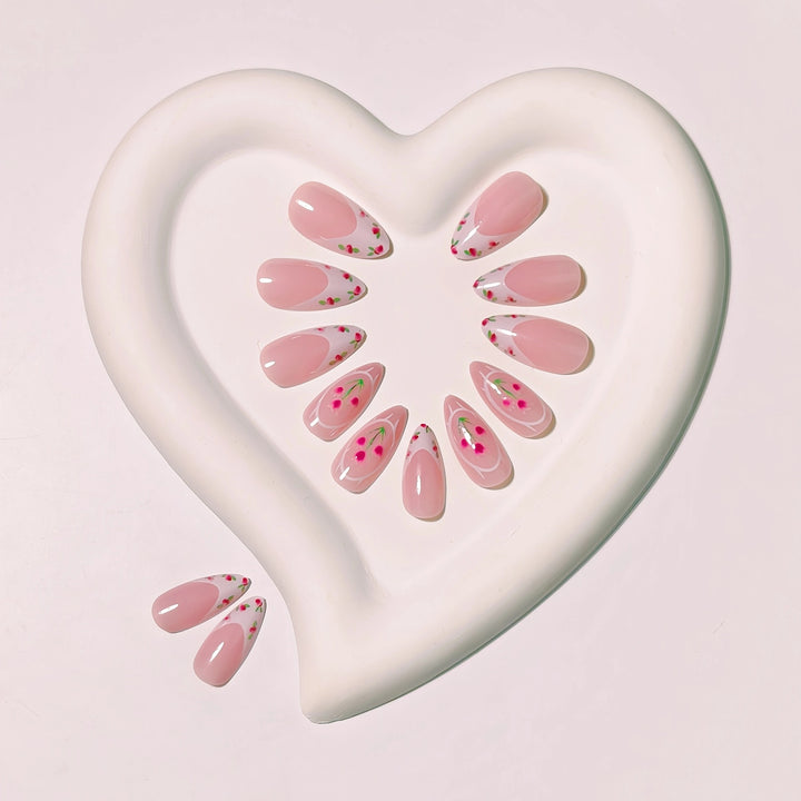 Floral Art French Tip Nail Design