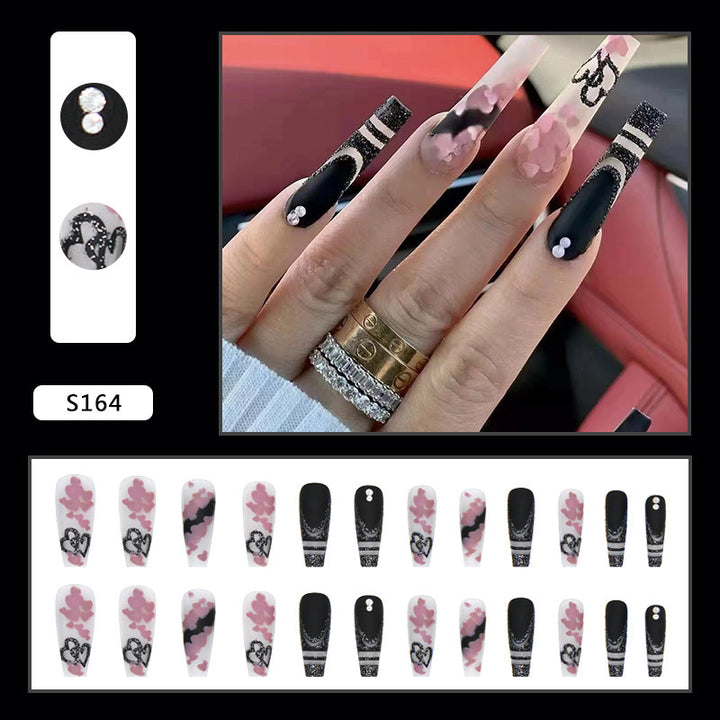 Artificial nail set with creative 3D elements and sparkling accents Kalsten