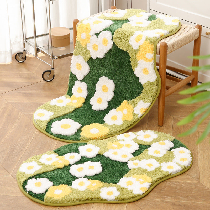 Floral Design Plush Bath Mat