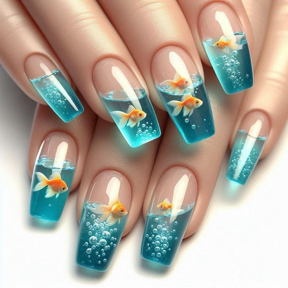 Creative artificial nails with underwater motif Kalsten