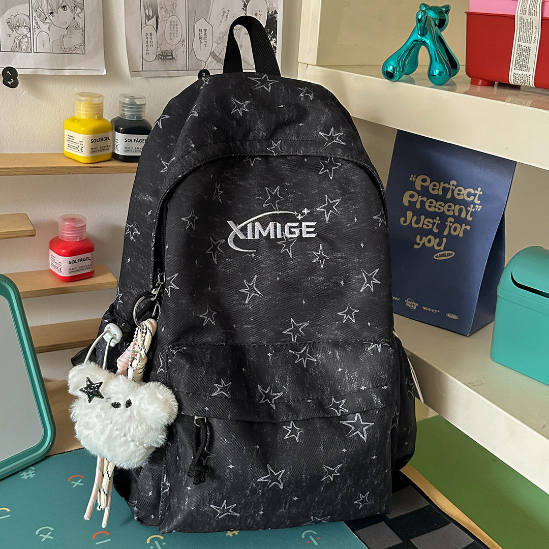 Stylish Star-Embellished School Backpack
