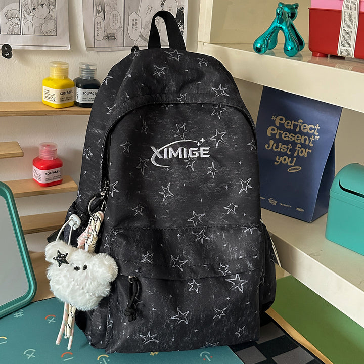 Stylish Star-Embellished School Backpack