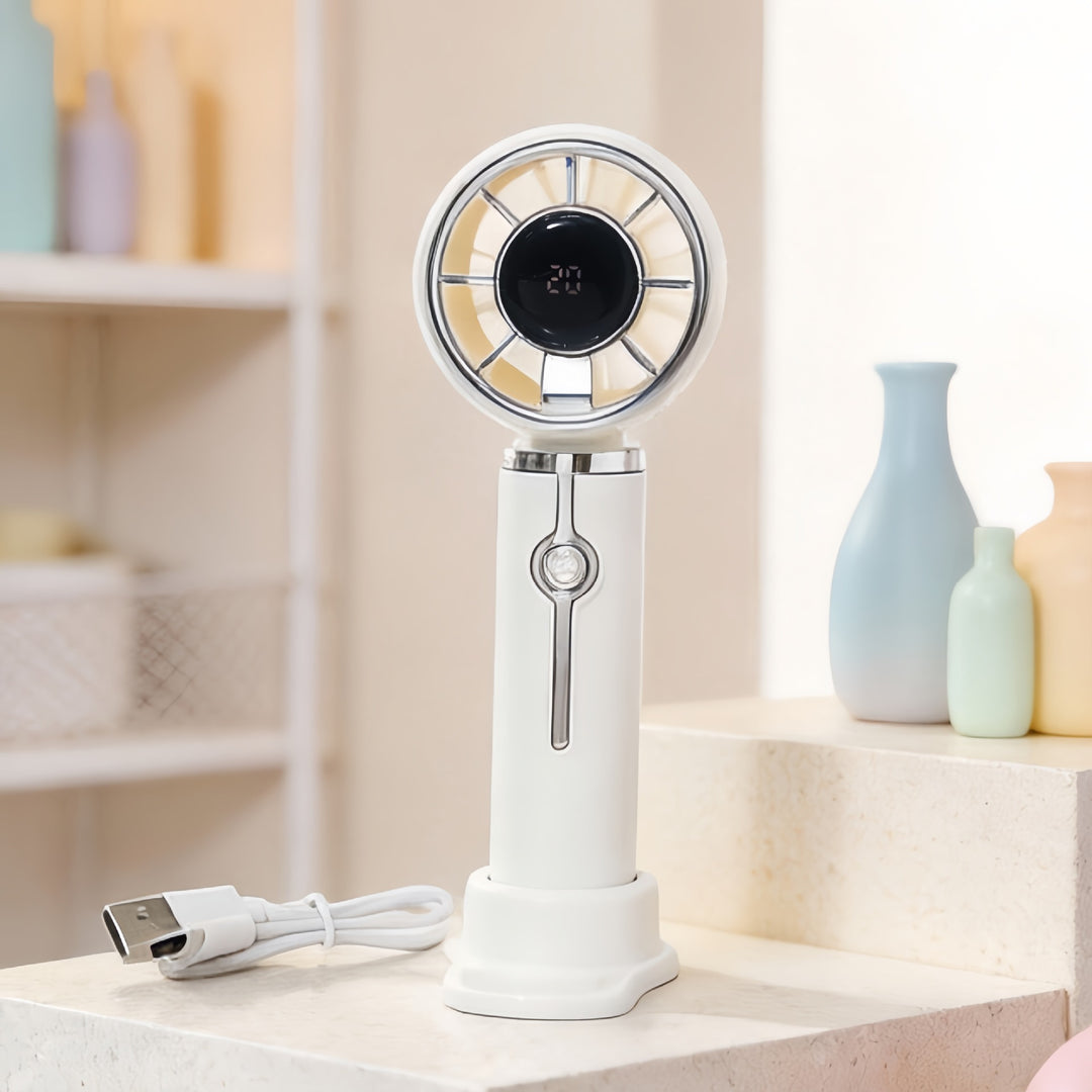 Portable Hand Fan with Digital Temperature Display and USB Charging Function Kalsten